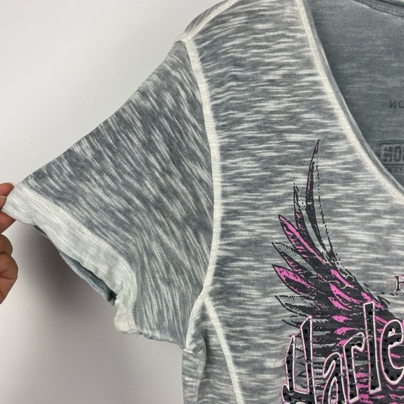 Harley-Davidson® Women's Trance Premium Embellished‎ Burnout Scoop Neck T-Shirt - Picture 3 of 8